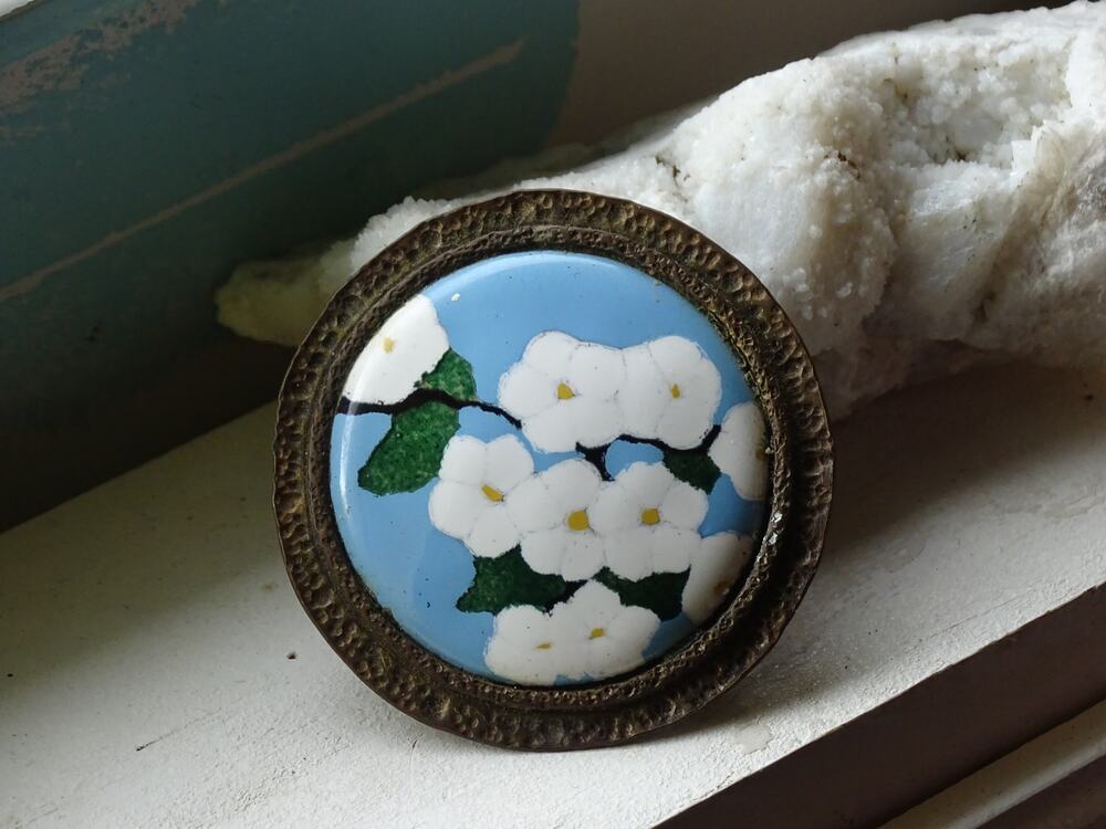 Antique Victorian Hand Painted Floral Brooch C Clasp